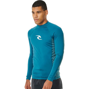 2024 Rip Curl Mens Waves UPF Performance Long Sleeve Rash Vest 141MRV - Deep Ocean